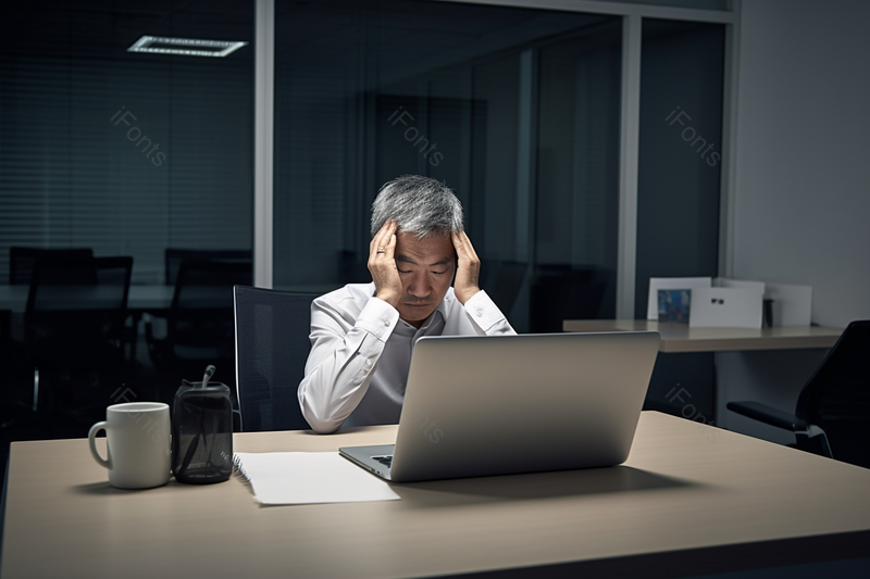 夜晚晚上加班的商务男士男性在思考难题解决难题摄影背景,高清,摄影图,摄影图片,图片大全,摄影图免费下载